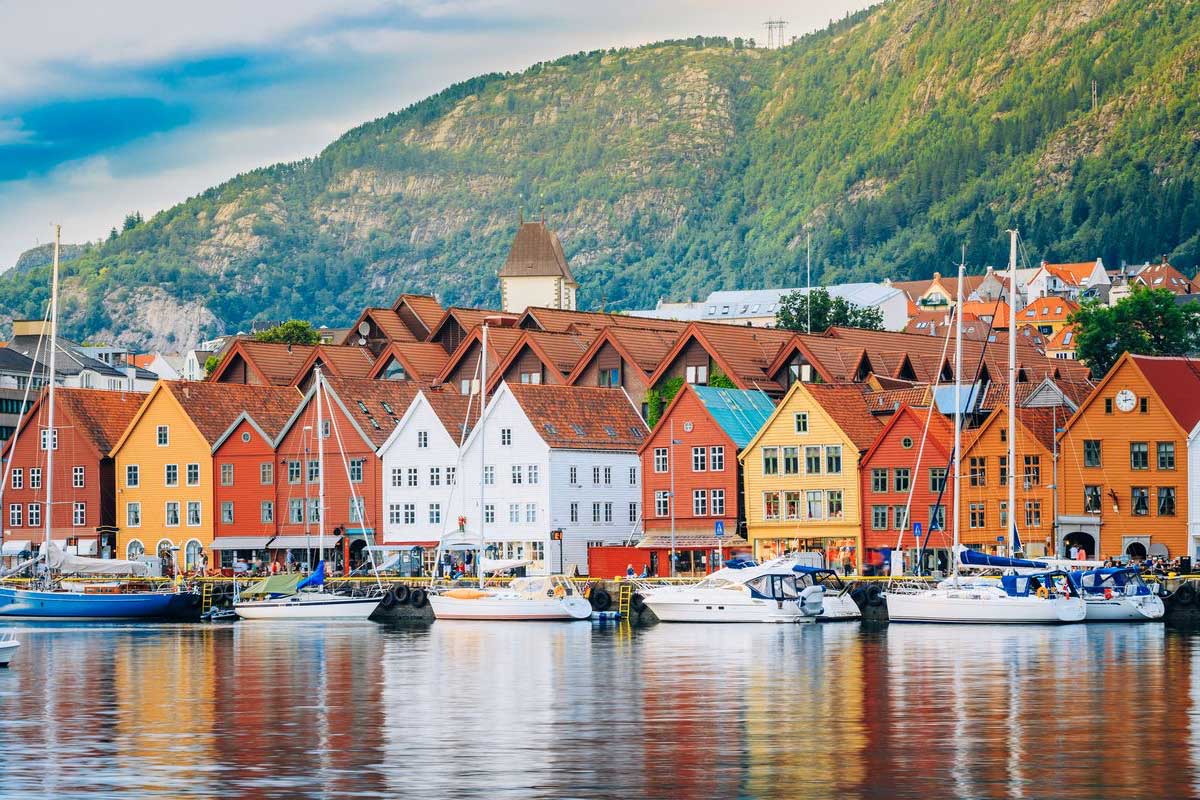 Buildings in Bryggen- Hanseatic wharf in Bergen, Norway