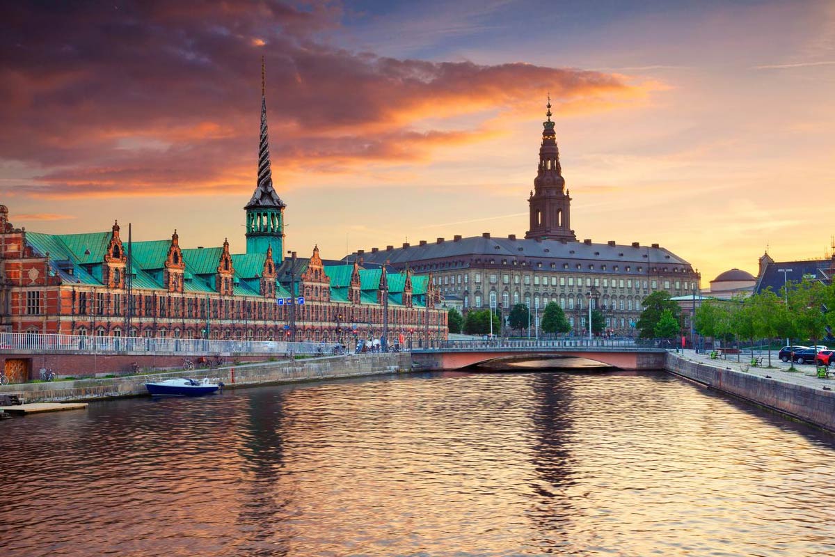 Copenhagen, Denmark during beautiful sunset