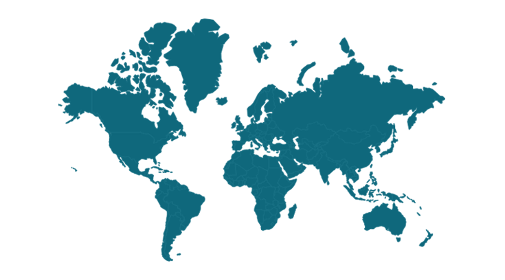 silhouette of world map in blue color